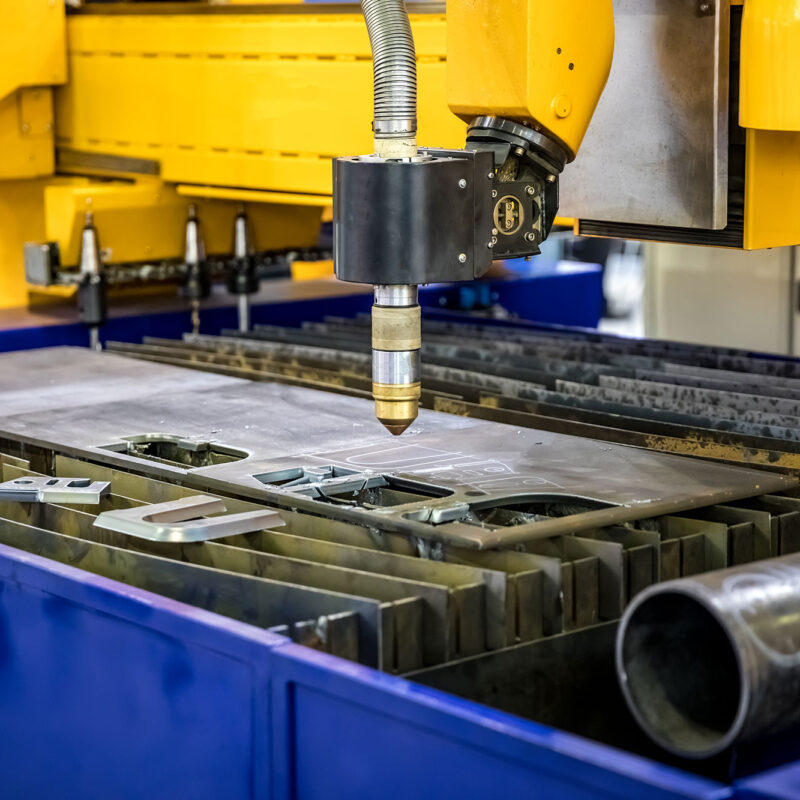 CNC Laser plasma cutting of metal, modern industrial technology