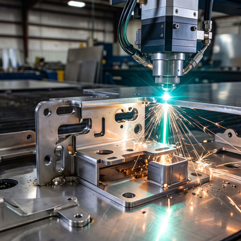 AI generated image of laser cutting machine working